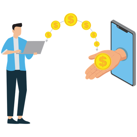 Businessman doing online Payment Transaction  Illustration