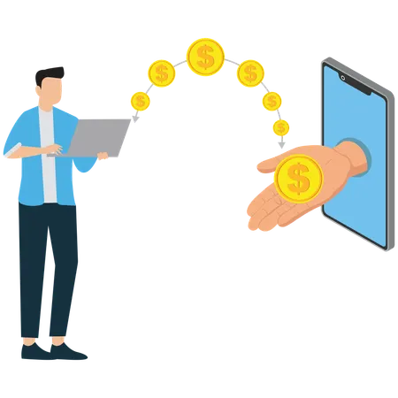 Businessman doing online Payment Transaction  Illustration