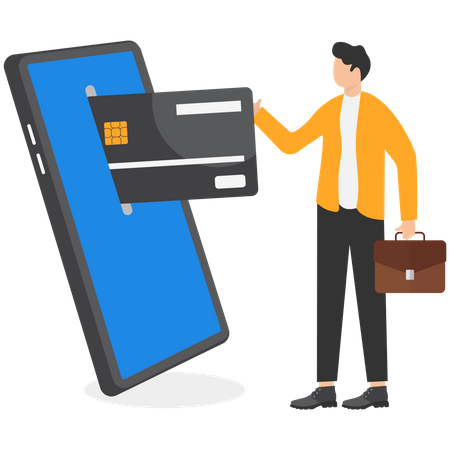 Businessman Doing Online Payment Using Card  Illustration