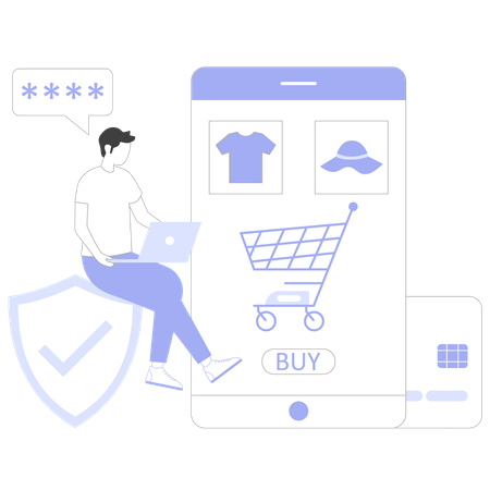 Businessman doing online shopping  Illustration