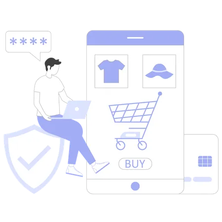 Businessman doing online shopping  Illustration