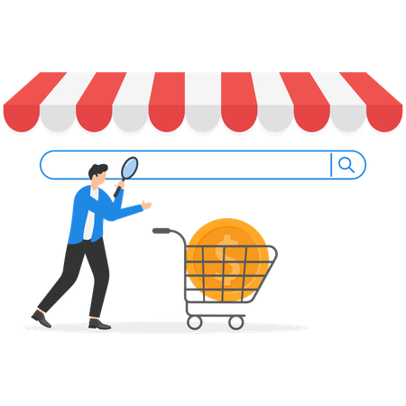 Businessman doing online shopping  Illustration