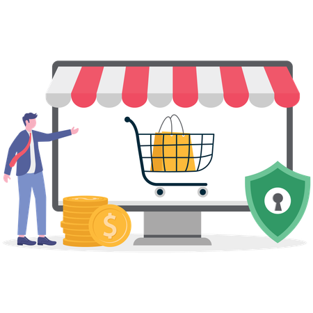 Businessman doing online shopping  Illustration