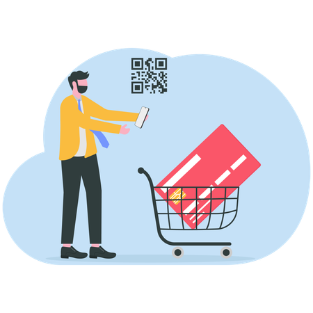 Businessman doing online shopping  Illustration