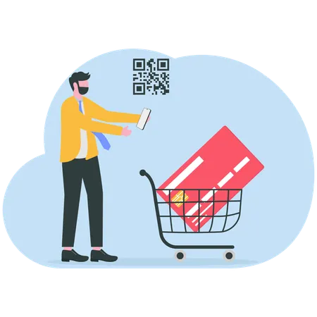 Businessman doing online shopping  Illustration