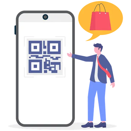 Businessman doing online Shopping  Illustration