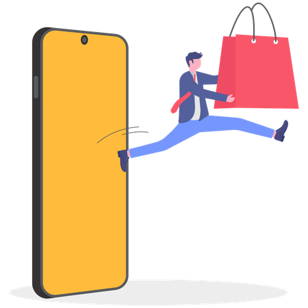 Businessman doing online shopping  Illustration