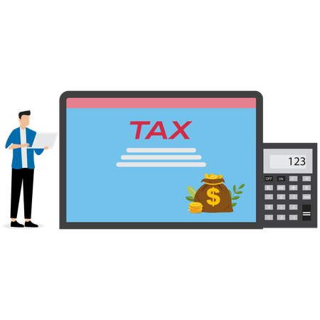 Businessman doing online tax payment  Illustration