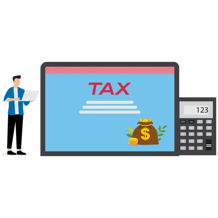 Businessman doing online tax payment  Illustration