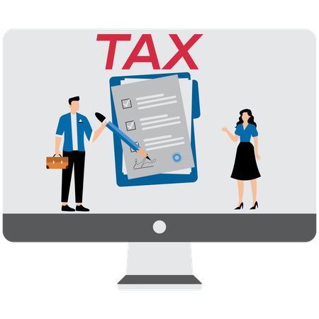 Businessman doing online tax payment  Illustration