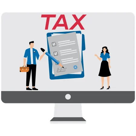 Businessman doing online tax payment  Illustration