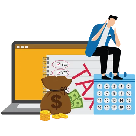 Businessman doing online tax payment  Illustration