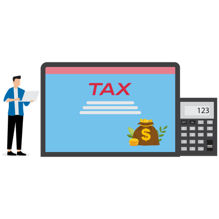 Businessman doing online tax payment  Illustration