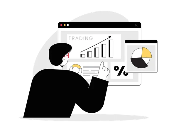 Businessman doing online trading analysis  Illustration