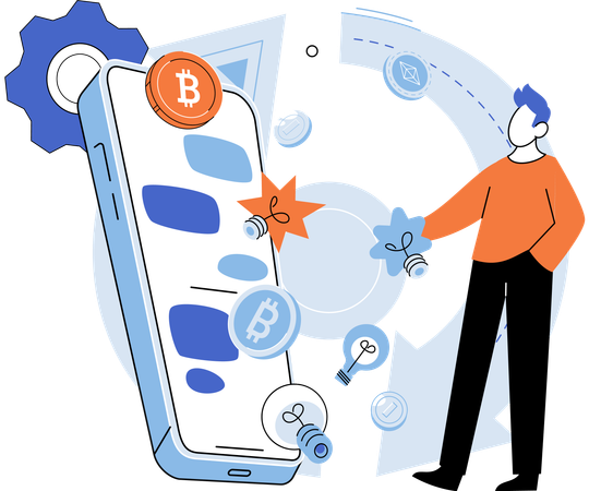 Businessman doing online transaction  Illustration