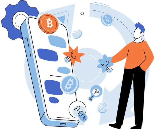 Businessman doing online transaction  Illustration