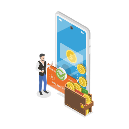 Businessman doing online transaction  Illustration