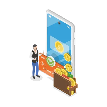 Businessman doing online transaction  Illustration