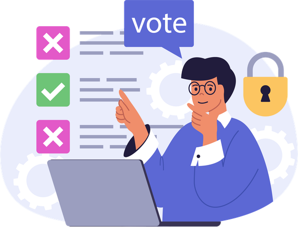 Businessman doing online voting  Illustration