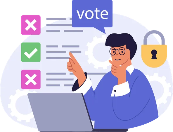 Businessman doing online voting  Illustration