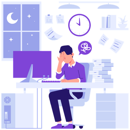 Businessman doing overwork  Illustration