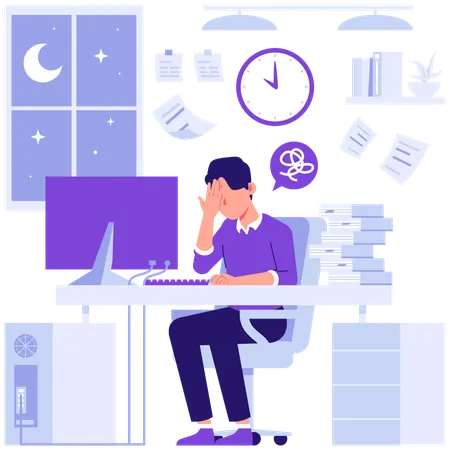 Businessman doing overwork  Illustration