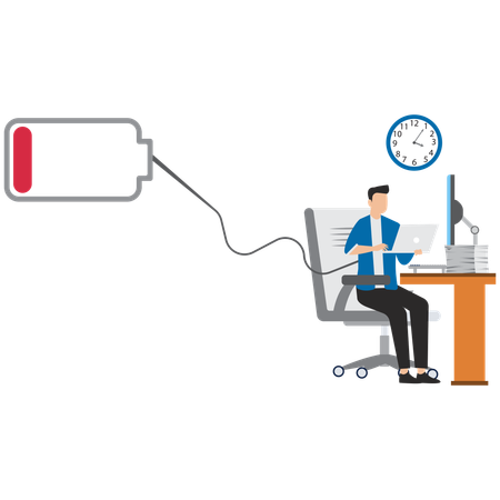 Businessman doing overwork  Illustration
