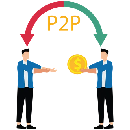 Businessman doing p2p transfer  Illustration