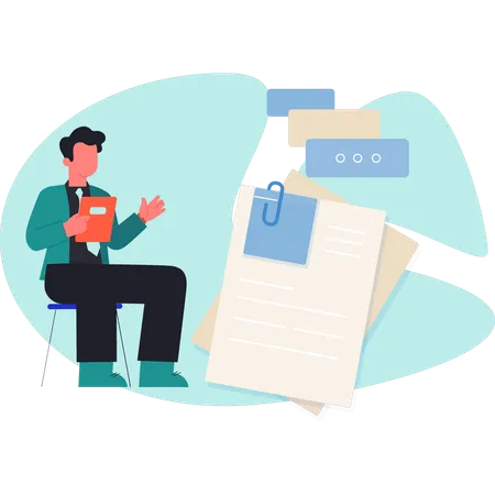 Businessman doing paper attached  Illustration