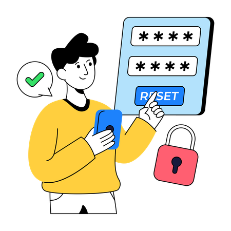 パスワードリセットを行うビジネスマン  イラスト