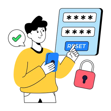 パスワードリセットを行うビジネスマン  イラスト