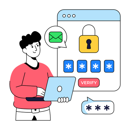 Businessman doing Password Verify  Illustration