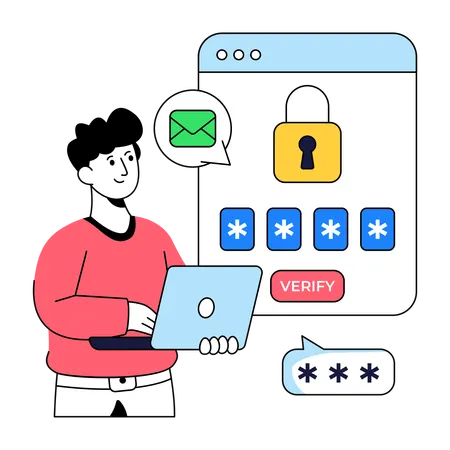 Businessman doing Password Verify  Illustration
