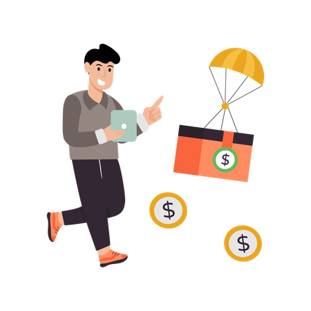 Businessman doing Payment Airdrop  Illustration