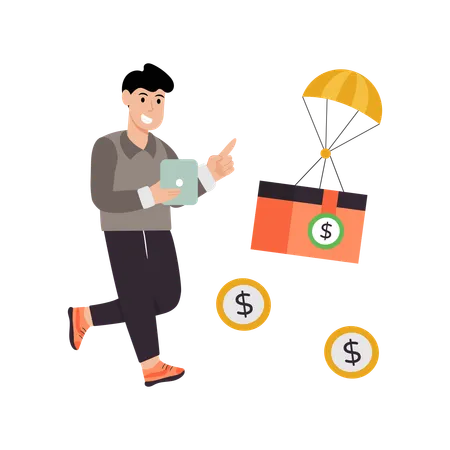 Businessman doing Payment Airdrop  Illustration