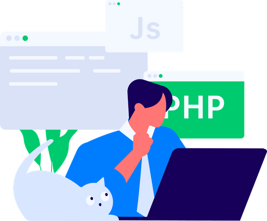 Businessman doing php coding  Illustration