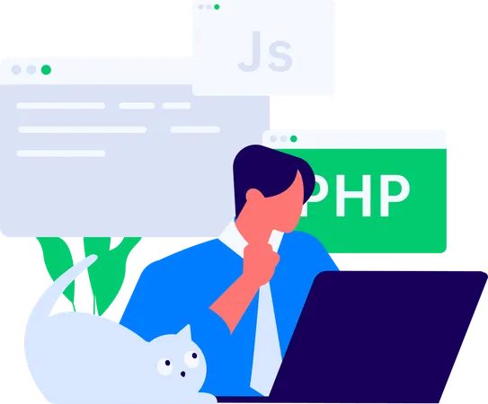 Businessman doing php coding  Illustration