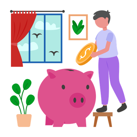 Businessman doing piggy Savings  Illustration