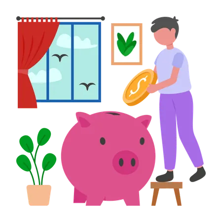 Businessman doing piggy Savings  Illustration
