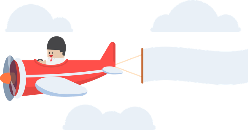 Businessman doing plane marketing  Illustration
