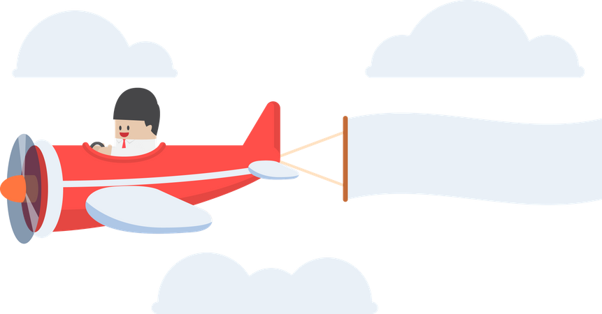 Businessman doing plane marketing  Illustration