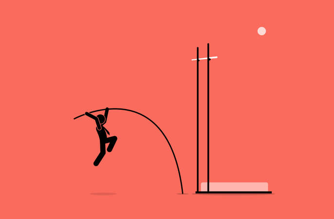 Businessman doing pole vault  Illustration