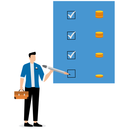 Businessman doing portfolio analysis  Illustration