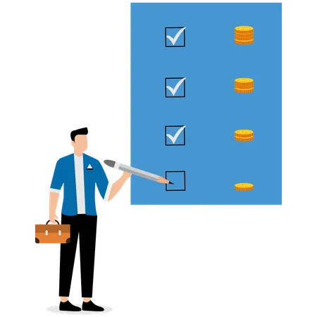 Businessman doing portfolio analysis  Illustration