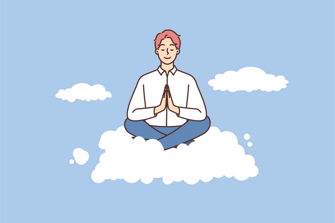 Businessman doing praying in air  Illustration