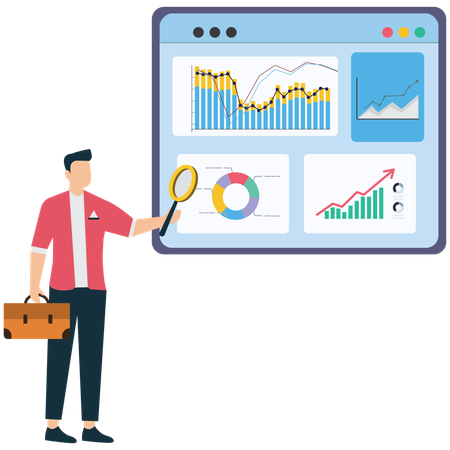 Businessman doing Predictive Analytics for Business  Illustration