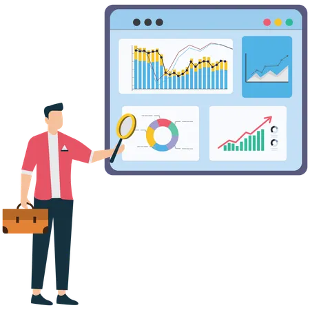 Businessman doing Predictive Analytics for Business  Illustration