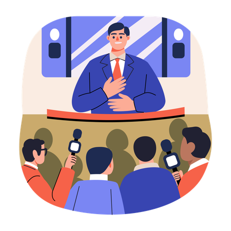 Businessman doing press conference  Illustration