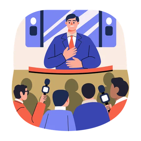 Businessman doing press conference  Illustration