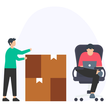 Businessman doing product delivery  Illustration